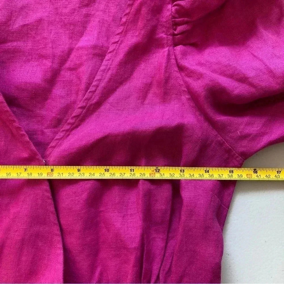 Country Road Magenta Pink Linen Long Sleeve Wrap Mini Dress Size 4 - Picture 8 of 9